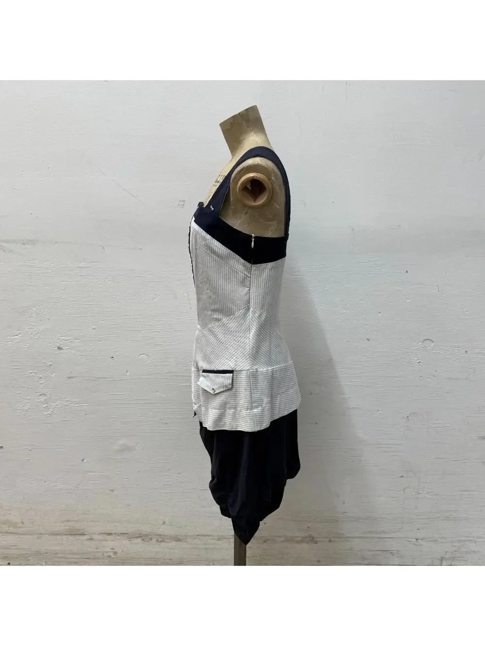 Vintage La Mode Est À Vous Avant-Garde Pinstripe Bubble Mini Dress - Picture 5 of 8